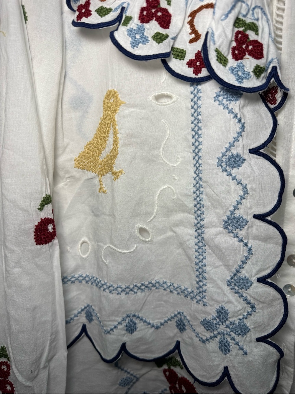 FARM Rio White Embroidered Ruffle Blouse – Size S NWT - Picture 6 of 9